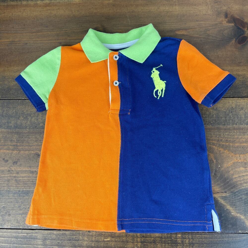 Polo Ralph Lauren Boys Blue Orange Green Big Horse Big Pony Polo Shirt Boys 18M